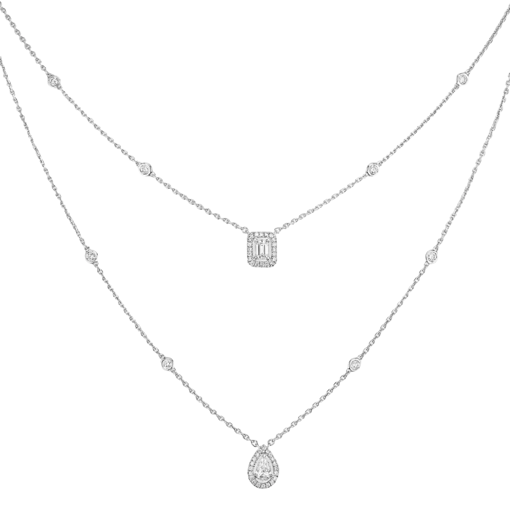 My Twin 2 Rangs Collier Diamant Or Blanc