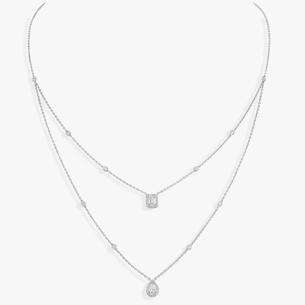 My Twin 2 Rangs Collier Diamant Or Blanc