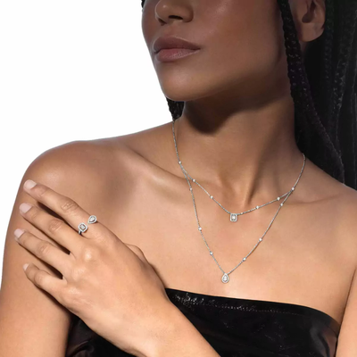 My Twin 2 Rangs Collier Diamant Or Blanc