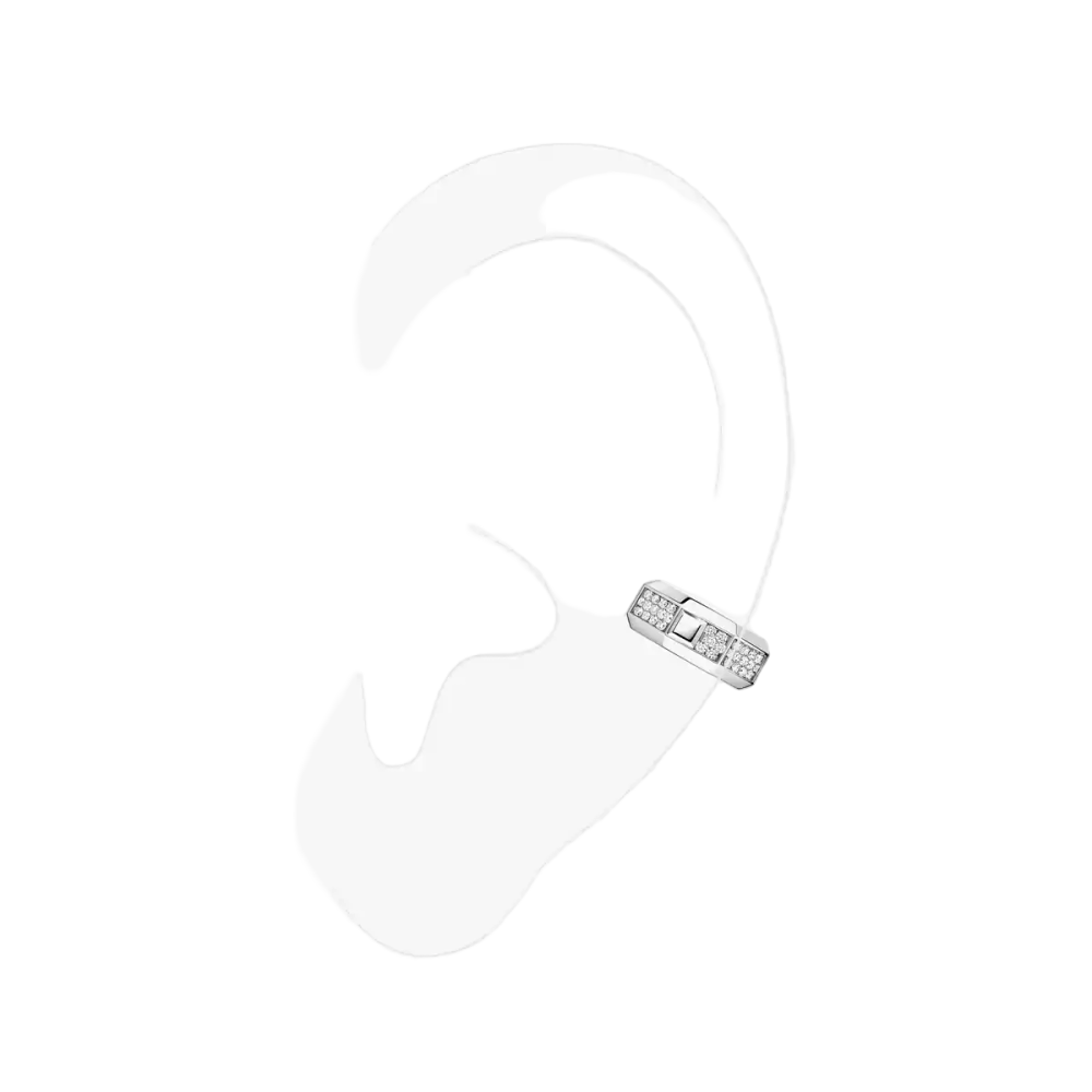 Mono clip milieu pavé Moderniste Boucles d'oreilles Diamant Or Blanc