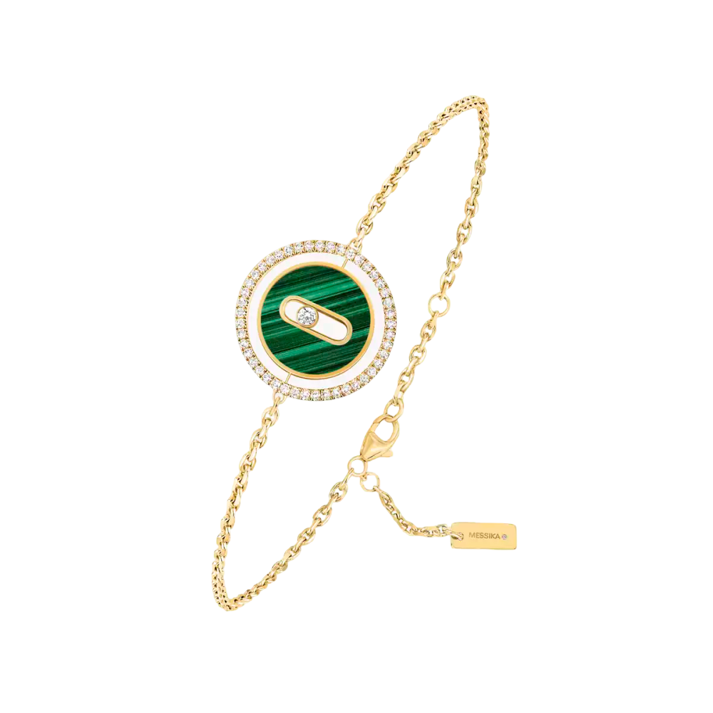 Lucky Move SM Malachite Yellow Gold Diamond Bracelet