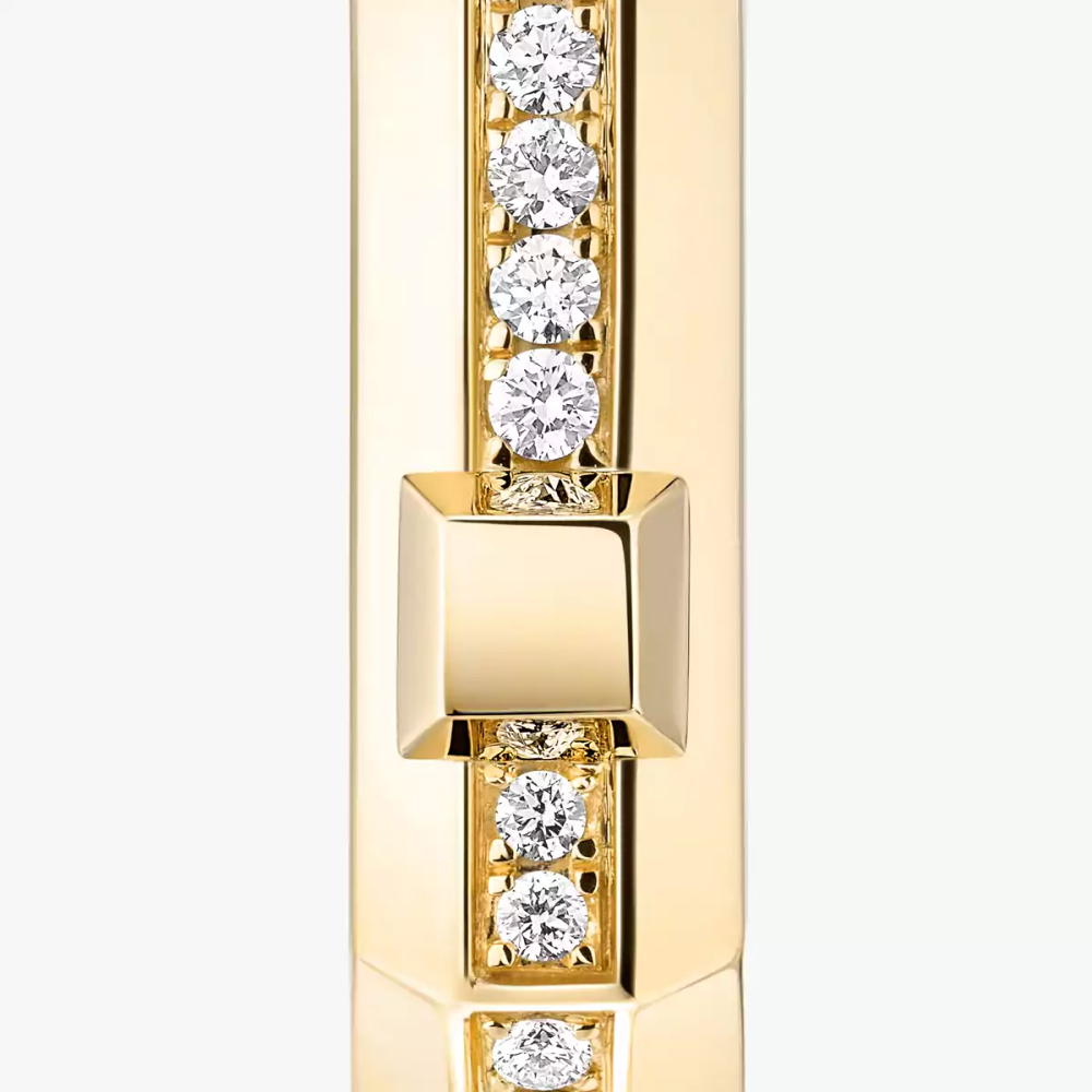 Mono créole pavée Moderniste PM Boucles d'oreilles Diamant Or Jaune