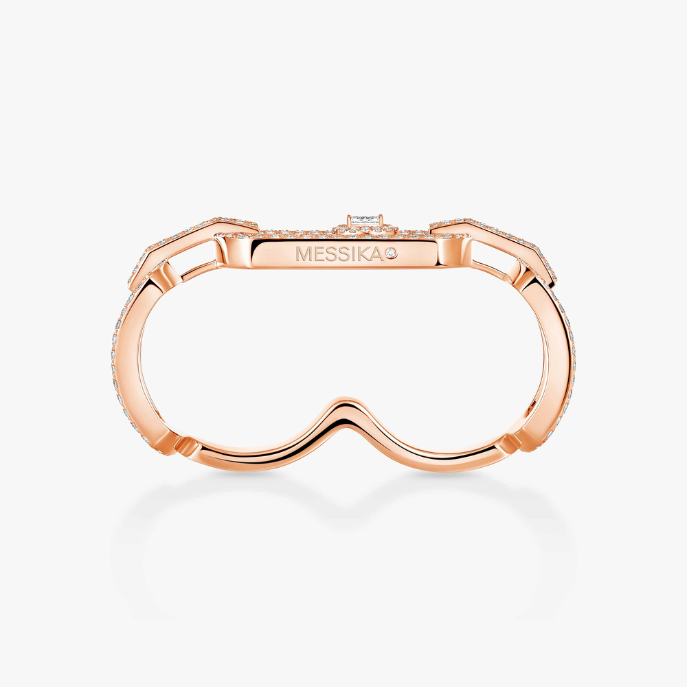 So Move 2 doigts Pavée Bague Diamant Or Rose
