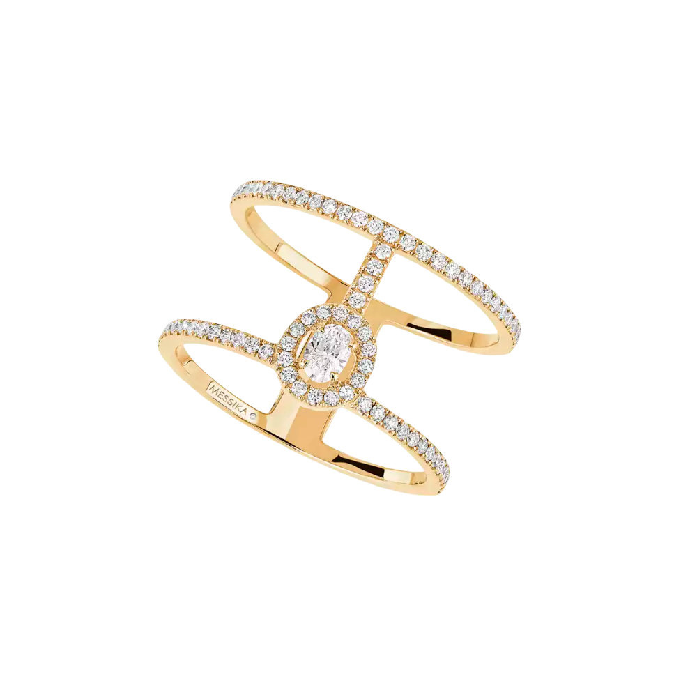 Glam'Azone 2 Rangs Pavée Bague Diamant Or Jaune