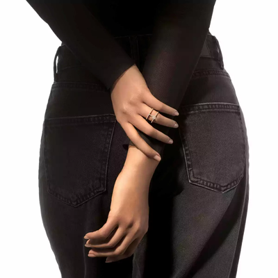 Bague 2 rangs pavée Glam'Azone Bague Diamant Or Jaune