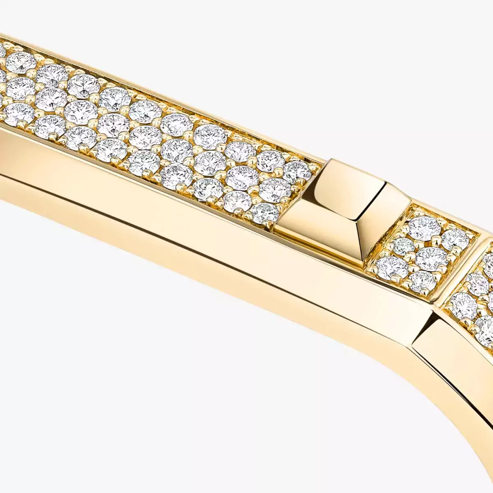 Bague 2 doigts pavée Moderniste Bague Diamant Or Jaune