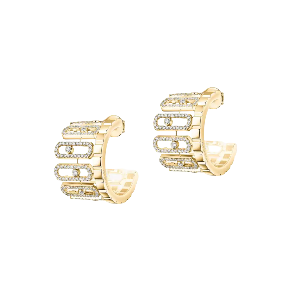 Move Iconica Pavées Boucles d'oreilles Diamant Or Jaune
