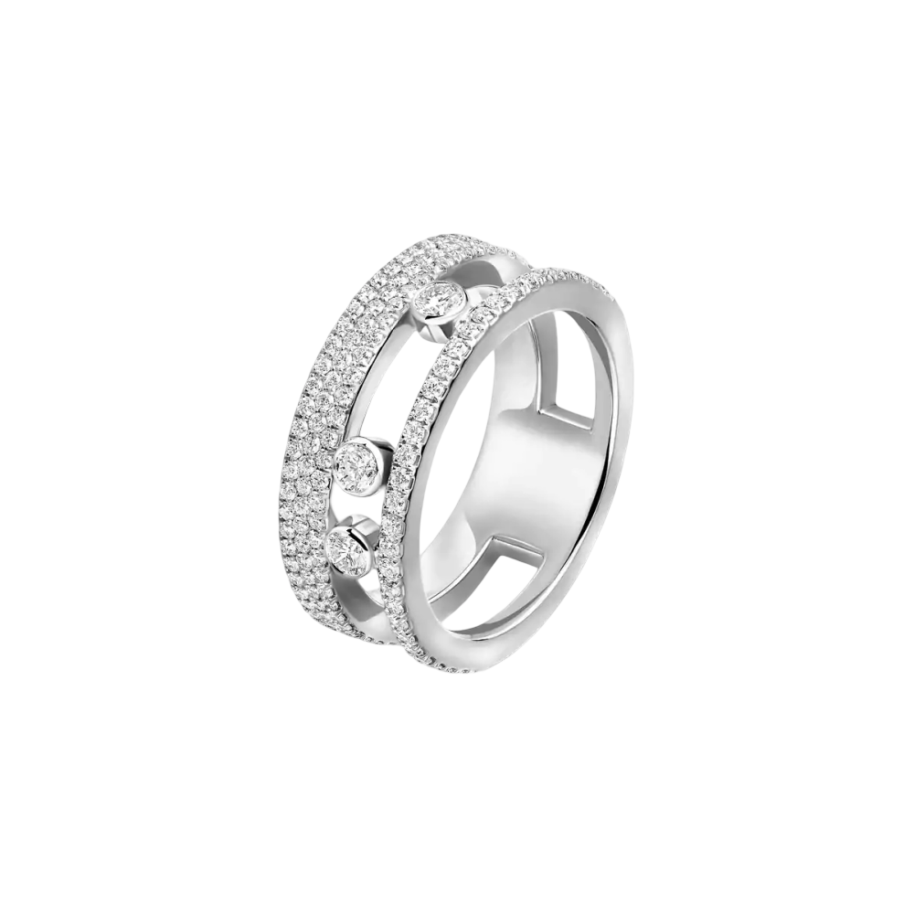 Move Romane Pavée Bague Diamant Or Blanc