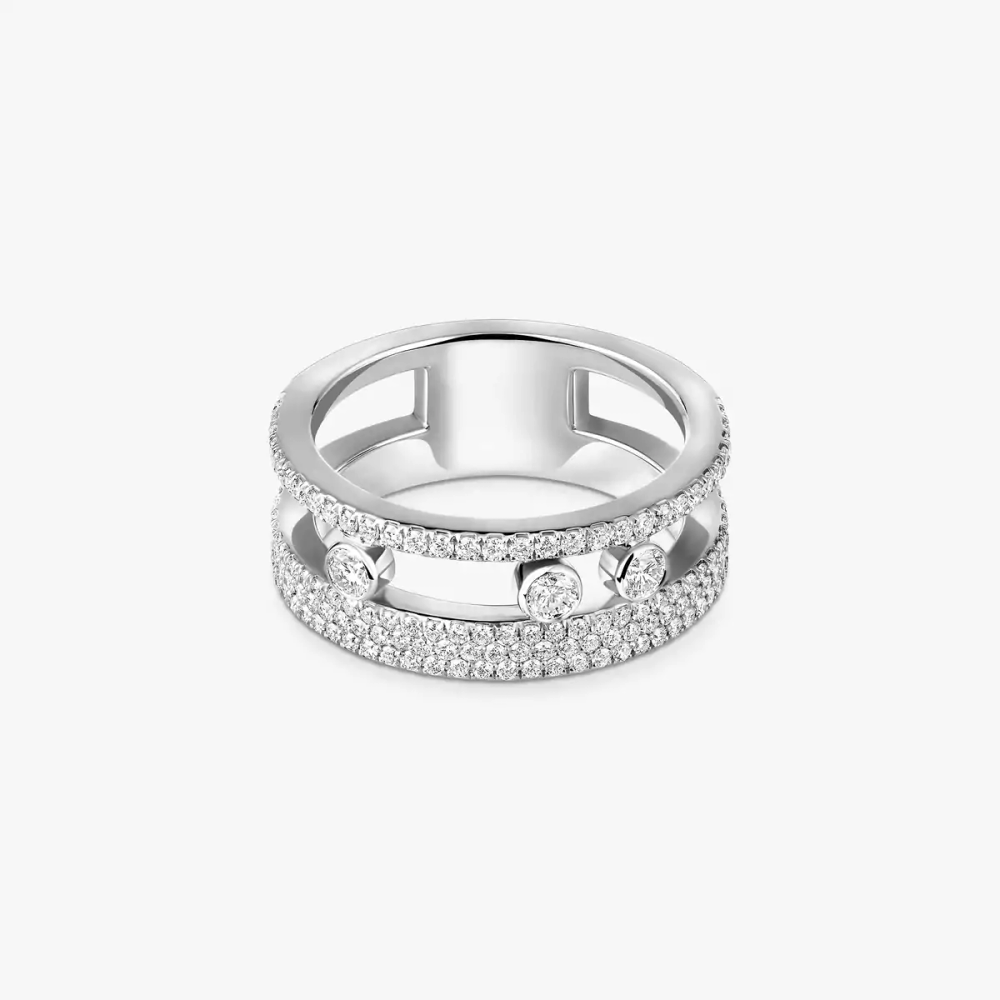 Move Romane Pavée Bague Diamant Or Blanc