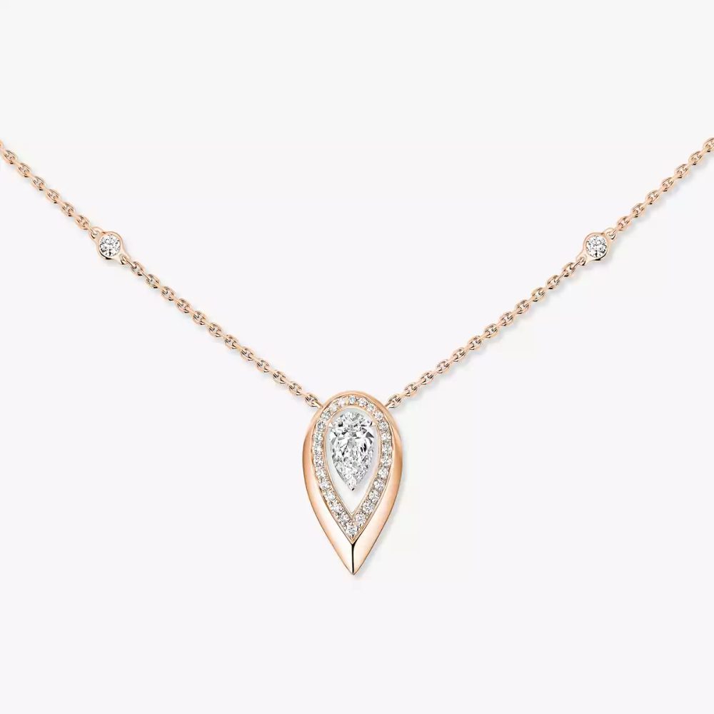 Fiery 0,40ct Collier Diamant Or Rose