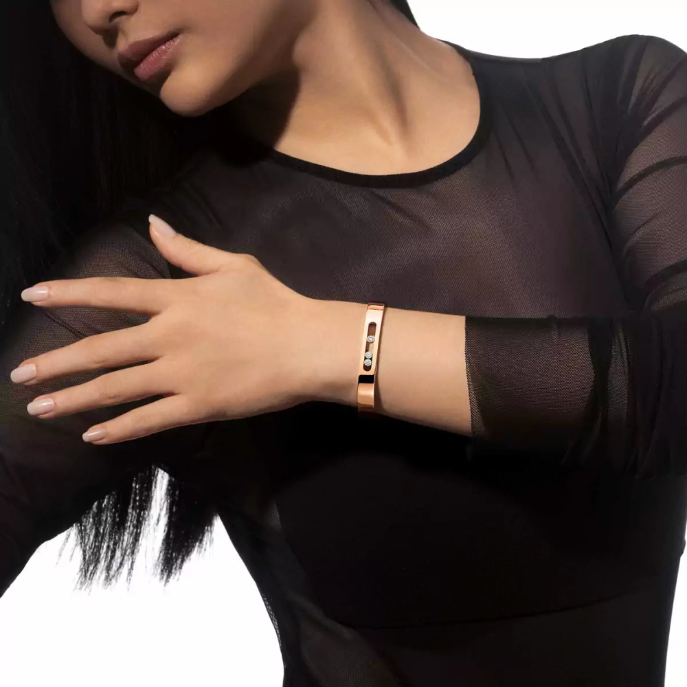 Bangle Move Joaillerie Bracelet Diamant Or Rose