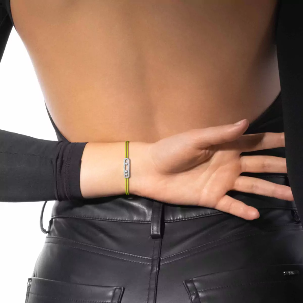 Bracelet cordon jaune pavé Messika Care(s) Bracelet Diamant Or Blanc