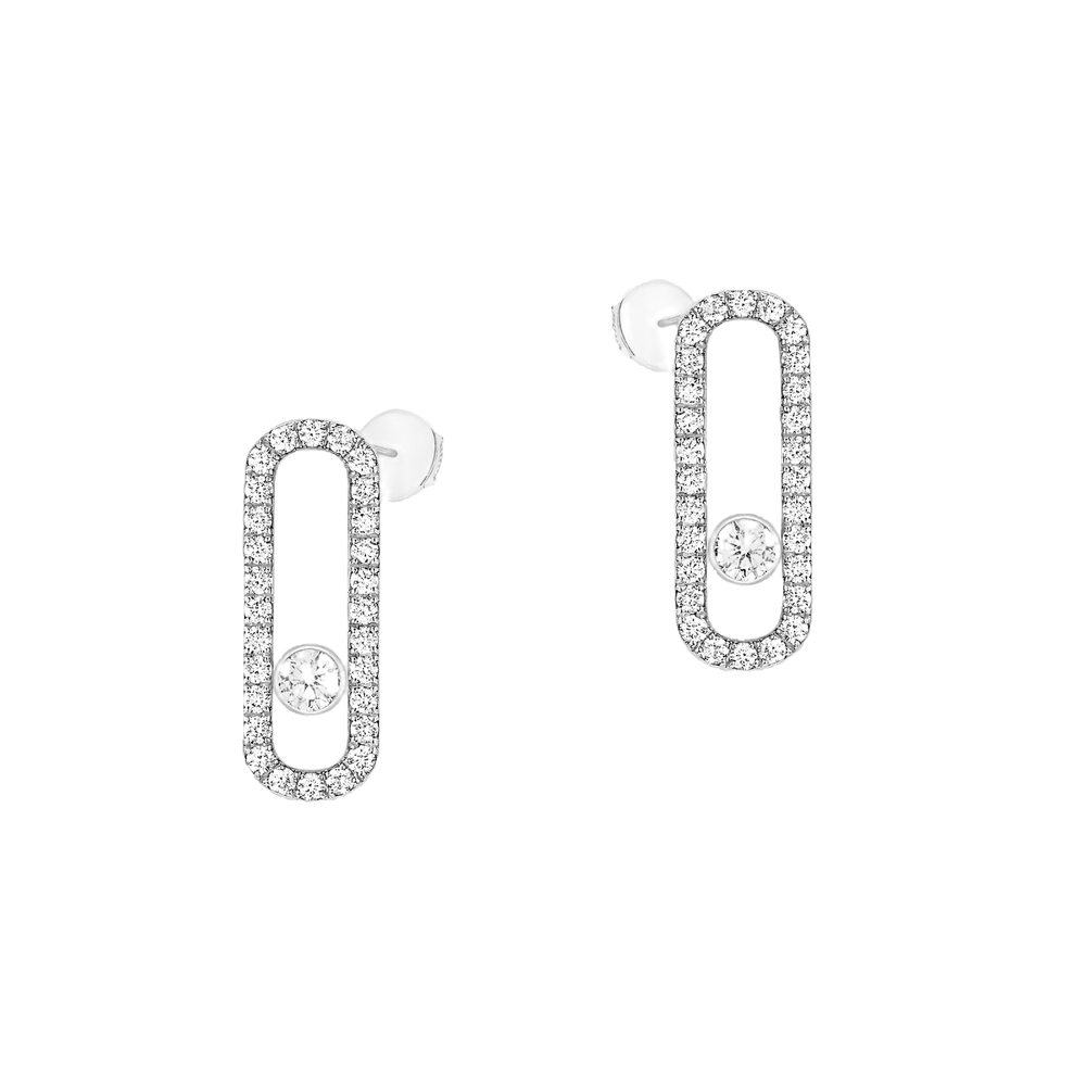 Move Uno Diamond Pavé Earrings White Gold Diamond Earrings