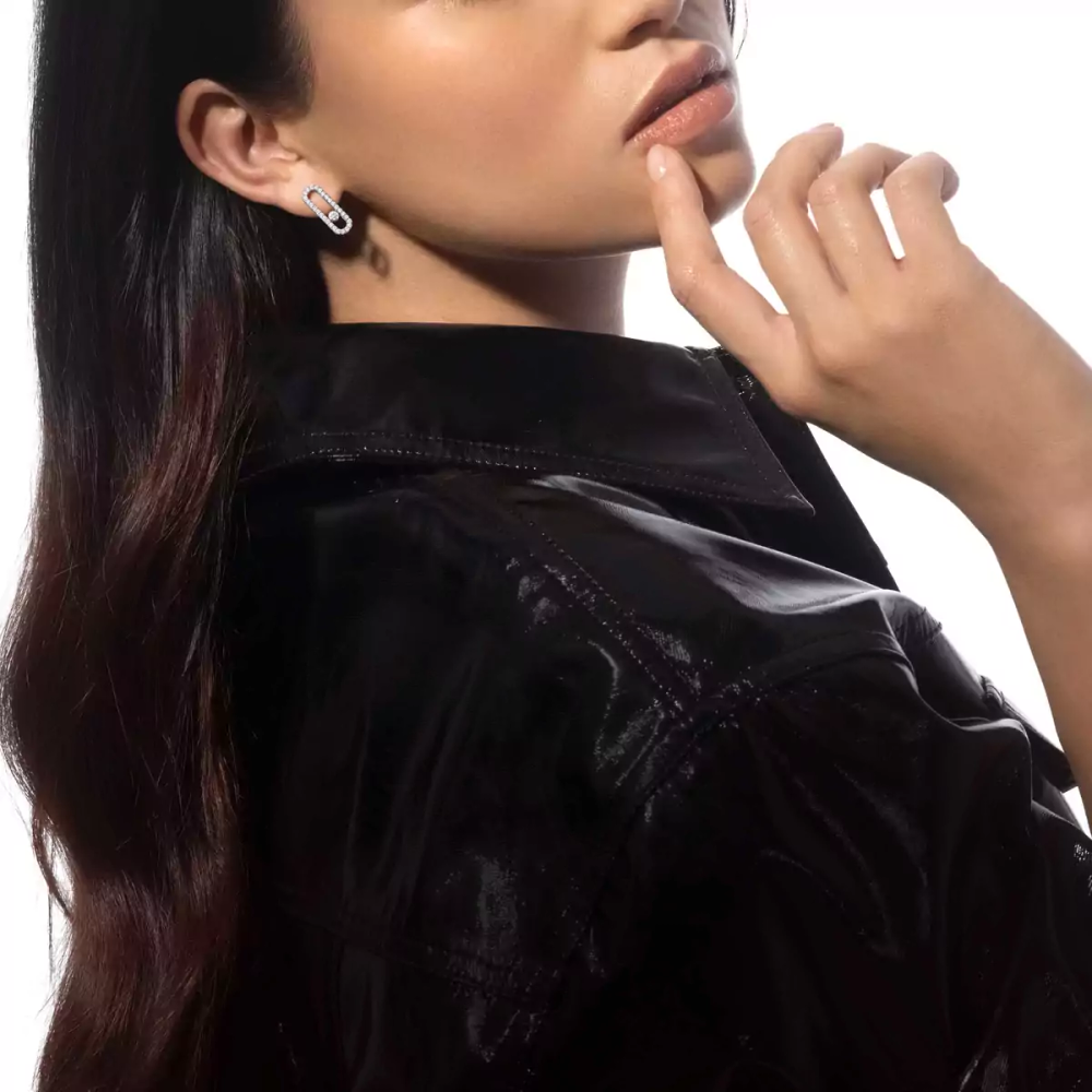 Boucles d'oreilles pavées Move Uno Boucles d'oreilles Diamant Or Blanc