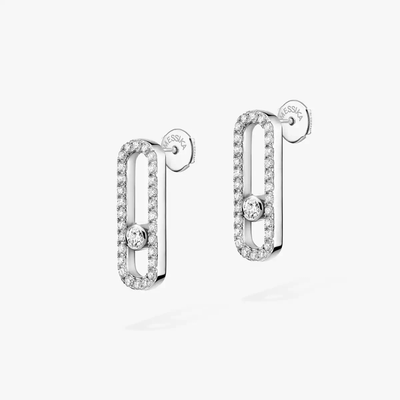 Boucles d'oreilles pavées Move Uno Boucles d'oreilles Diamant Or Blanc
