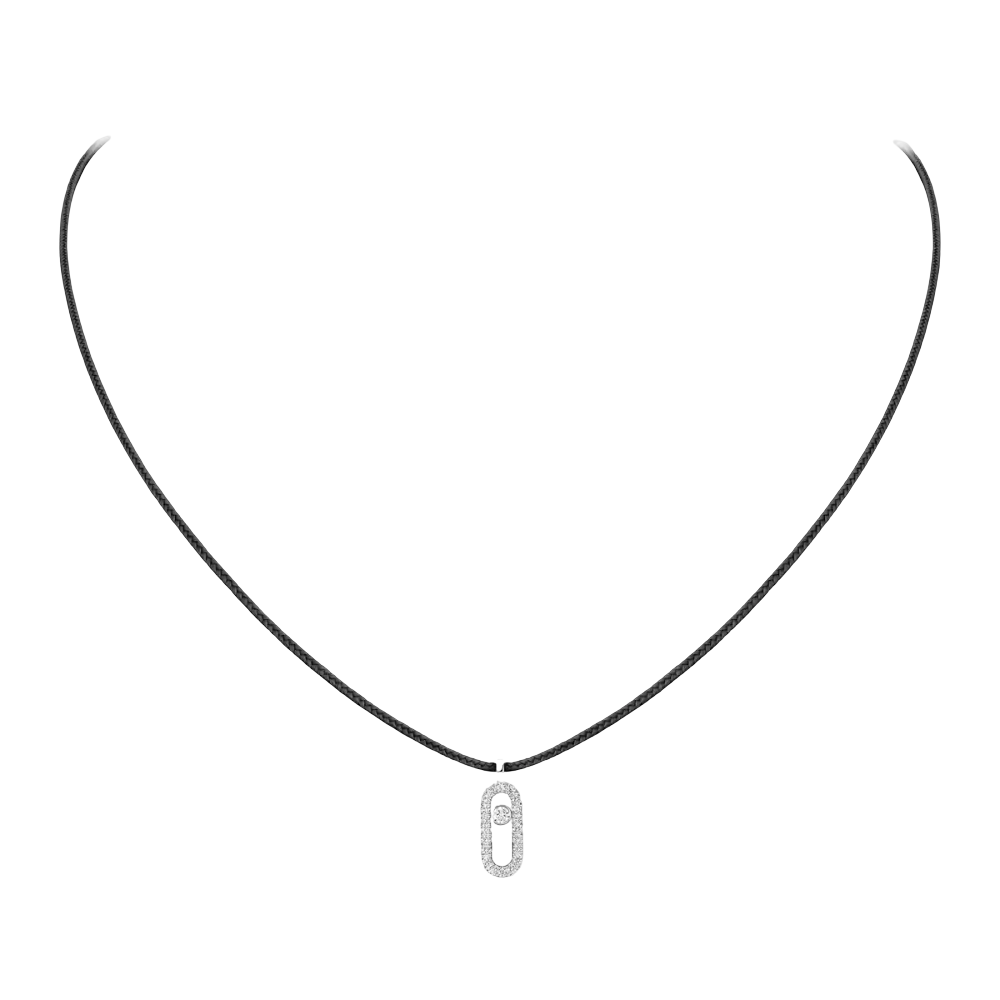 Cordon Messika CARE(S) Noir Pavé Collier Diamant Or Blanc