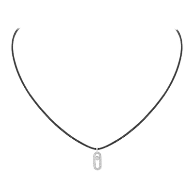 Messika CARE(S) Black Cord Pavé Necklace White Gold Diamond Necklace