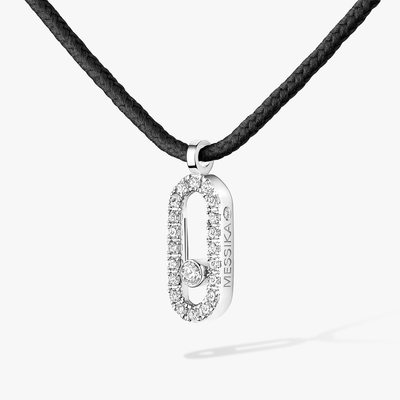 Messika CARE(S) Black Cord Pavé Necklace White Gold Diamond Necklace