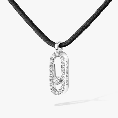 Cordon Messika CARE(S) Noir Pavé Collier Diamant Or Blanc