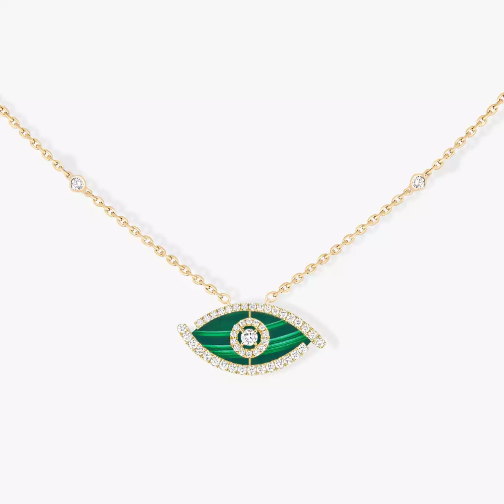 Lucky Eye Malachite Collier Diamant Or Jaune