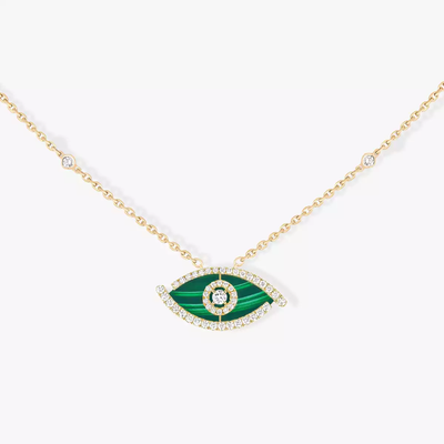 Lucky Eye Malachite Collier Diamant Or Jaune
