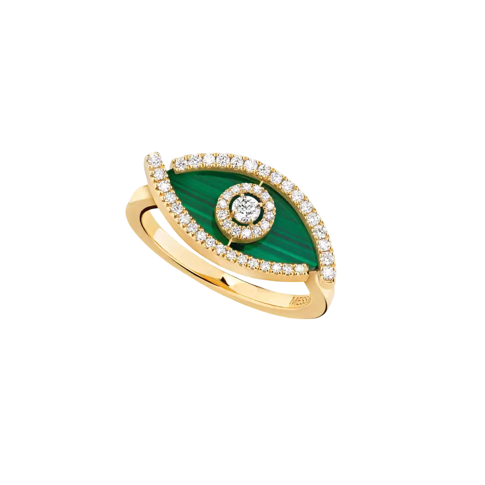 Bague malachite Lucky Eye Bague Diamant Or Jaune
