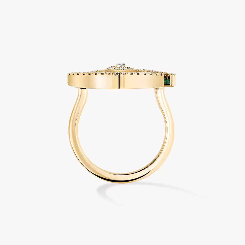 Lucky Eye Malachite Bague Diamant Or Jaune
