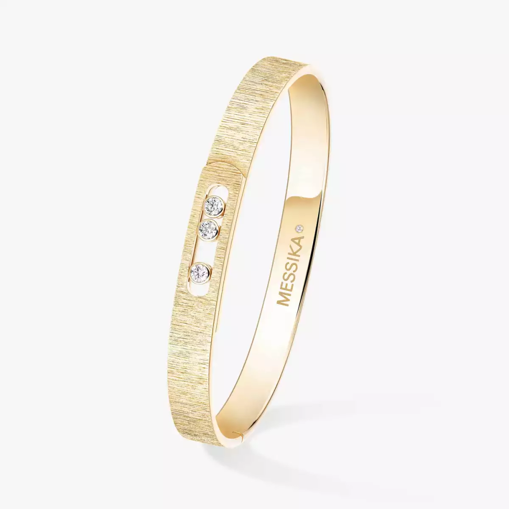 Bangle Move Noa Ciselé Bracelet Diamant Or Jaune