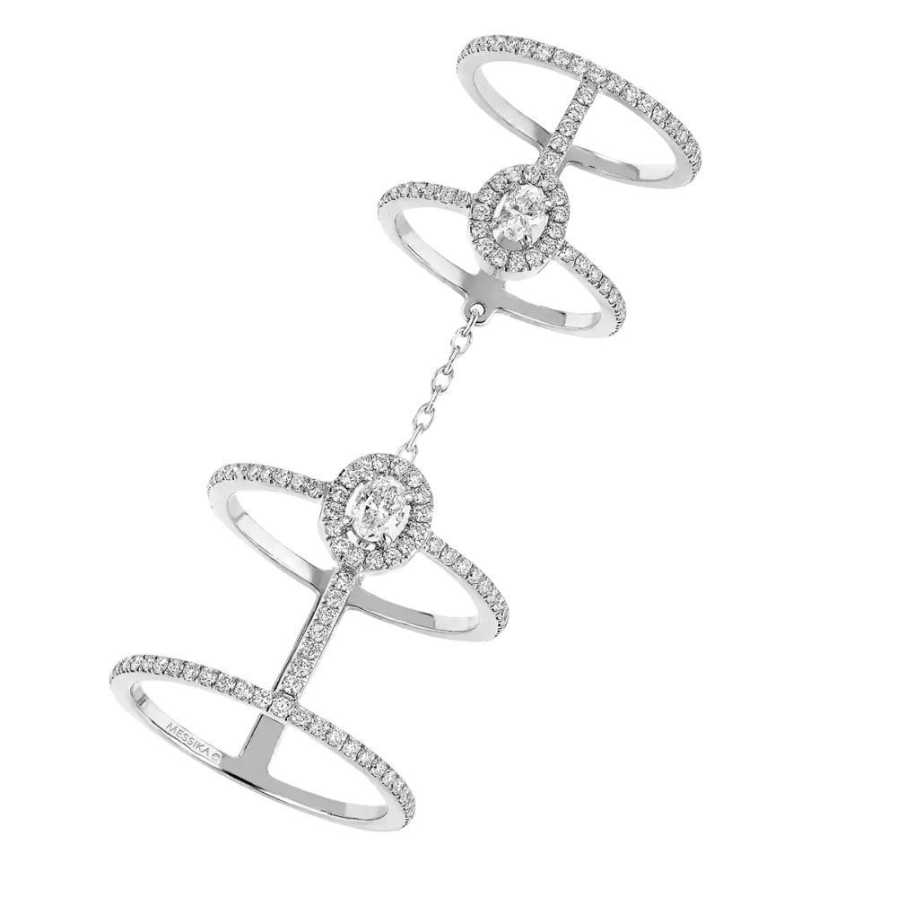 Glam'Azone Double Pavée Bague Diamant Or Blanc