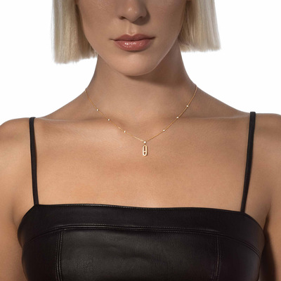 Move Uno Long Necklace Yellow Gold Diamond Necklace