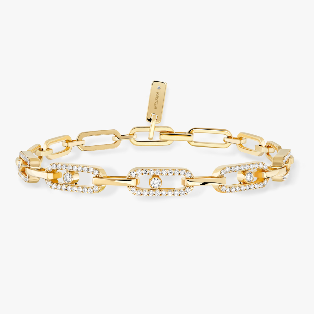 Move Link Multi Yellow Gold Diamond Bracelet