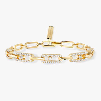 Move Link Multi Yellow Gold Diamond Bracelet