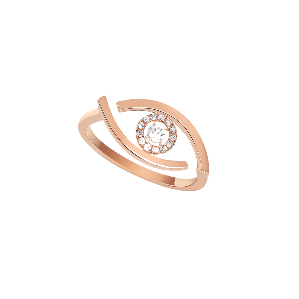 Lucky Eye Pink Gold Diamond Ring