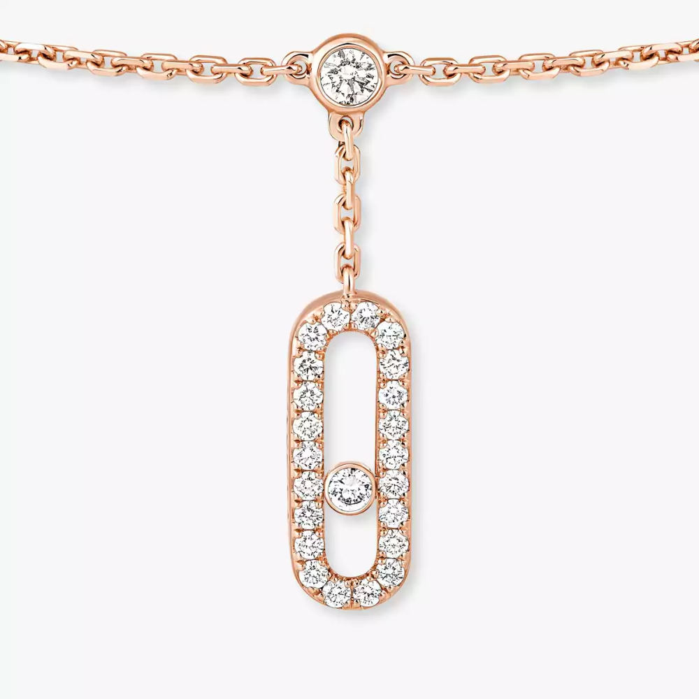 Move Uno Ankle Bracelet Pavé Pink Gold Diamond Bracelet
