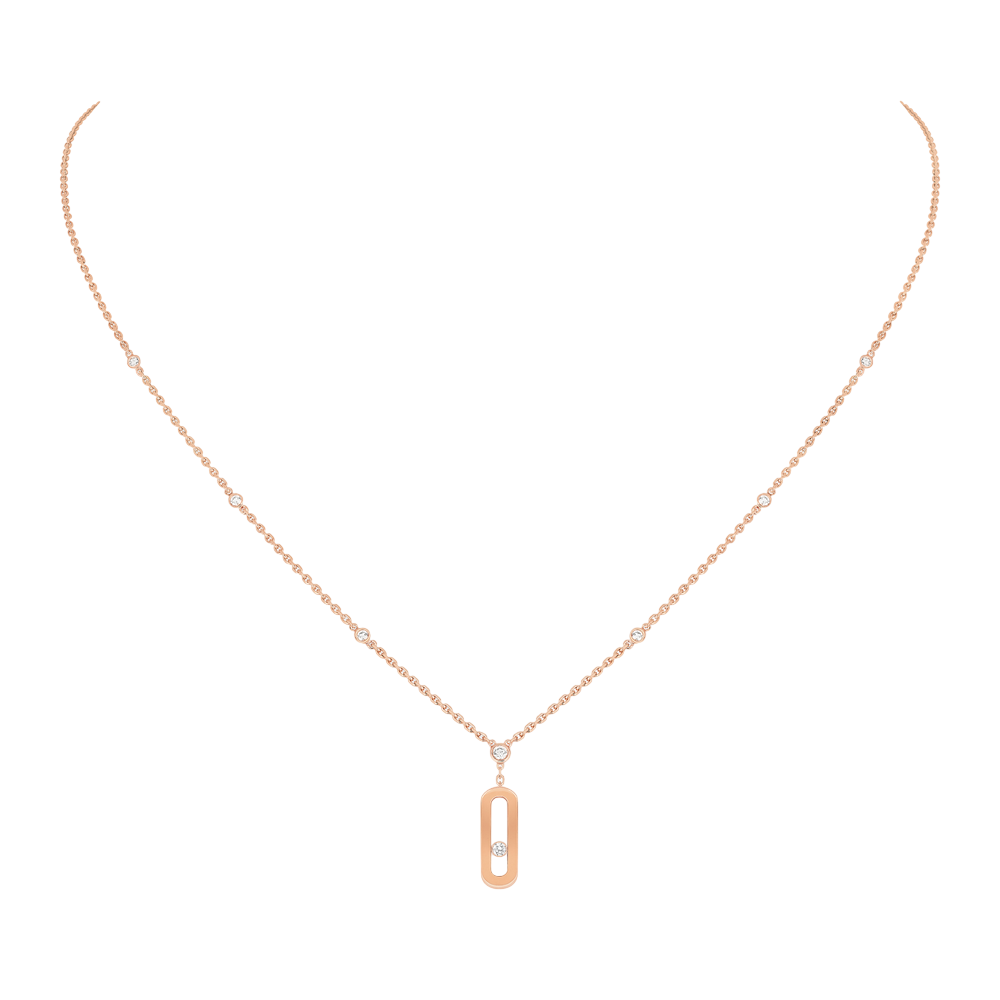 Move Uno Long Necklace Pink Gold Diamond Necklace