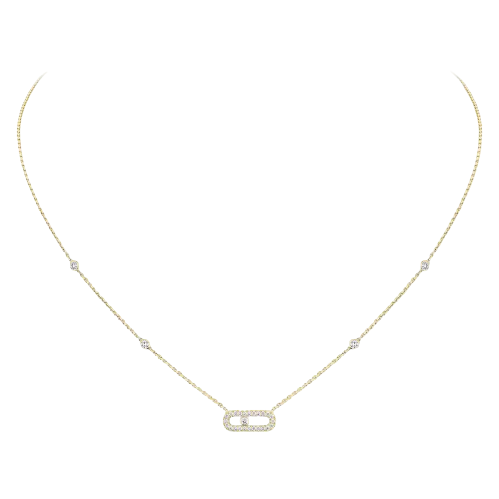 Move Uno Pavé Yellow Gold Diamond Necklace