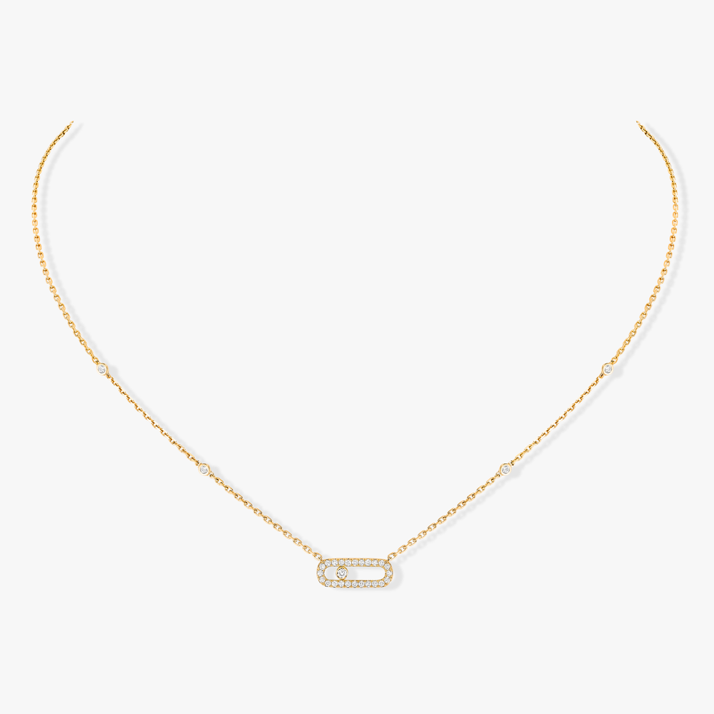 Move Uno Pavé Yellow Gold Diamond Necklace