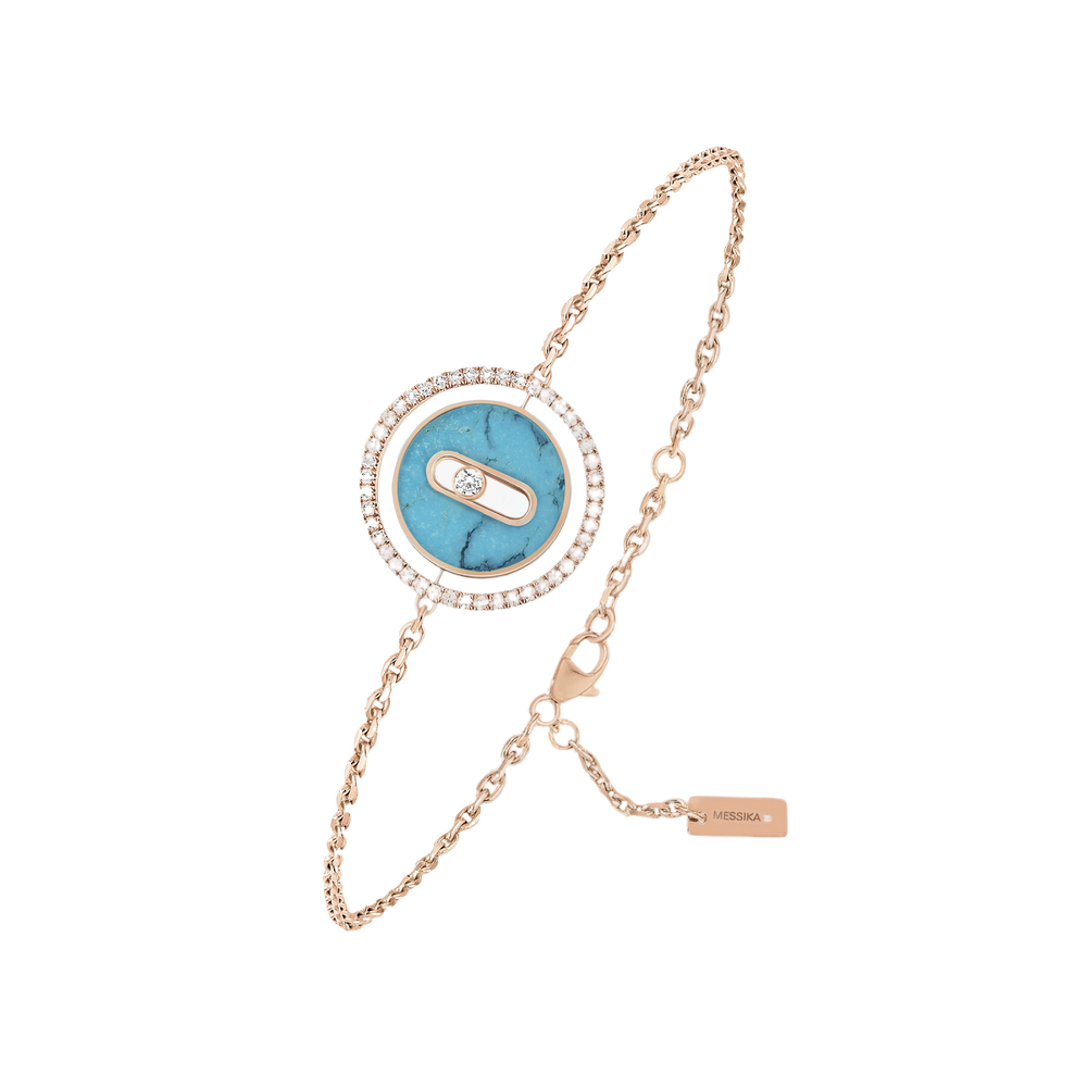 Bracelet Lucky Move PM Turquoise Bracelet Diamant Or Rose