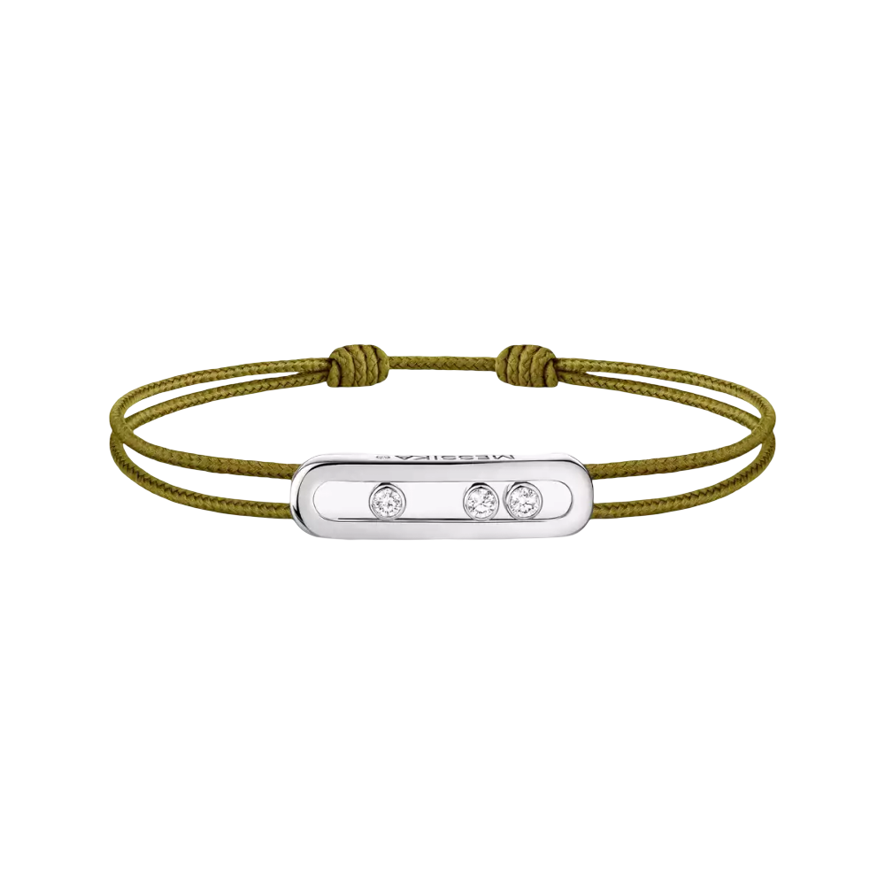 Cordon Messika CARE(S) Kaki Bracelet Diamant Or Blanc