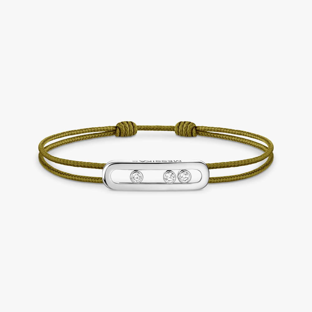 Messika CARE(S) Khaki Cord Bracelet White Gold Diamond Bracelet