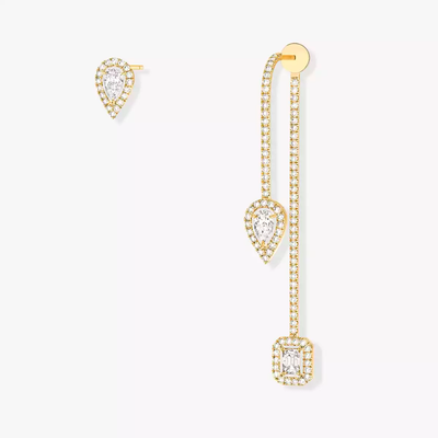 My Twin Hameçon Pavé et Puce 3x010ct Boucles d'oreilles Diamant Or Blanc