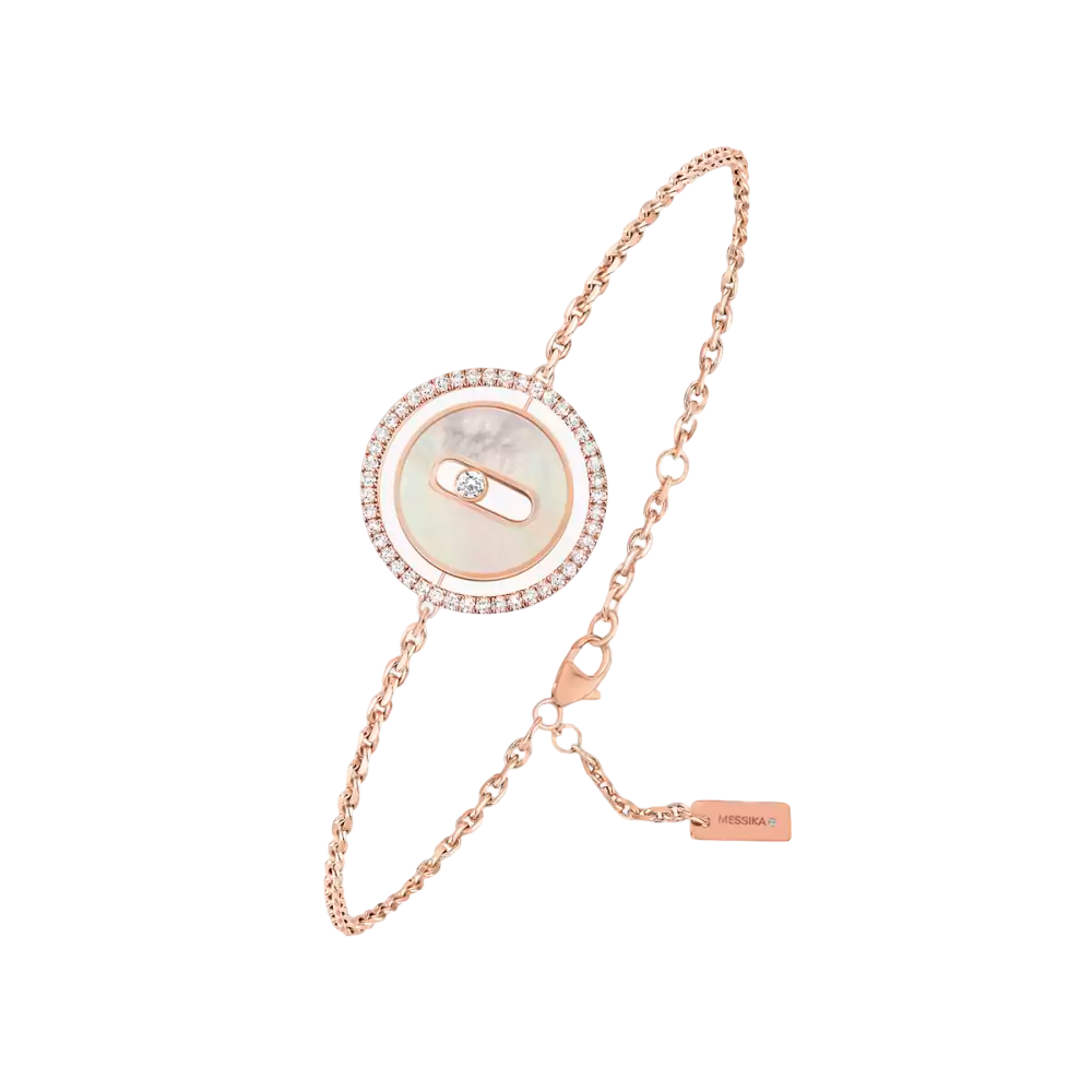 Bracelet Lucky Move PM Nacre Blanche Bracelet Diamant Or Rose