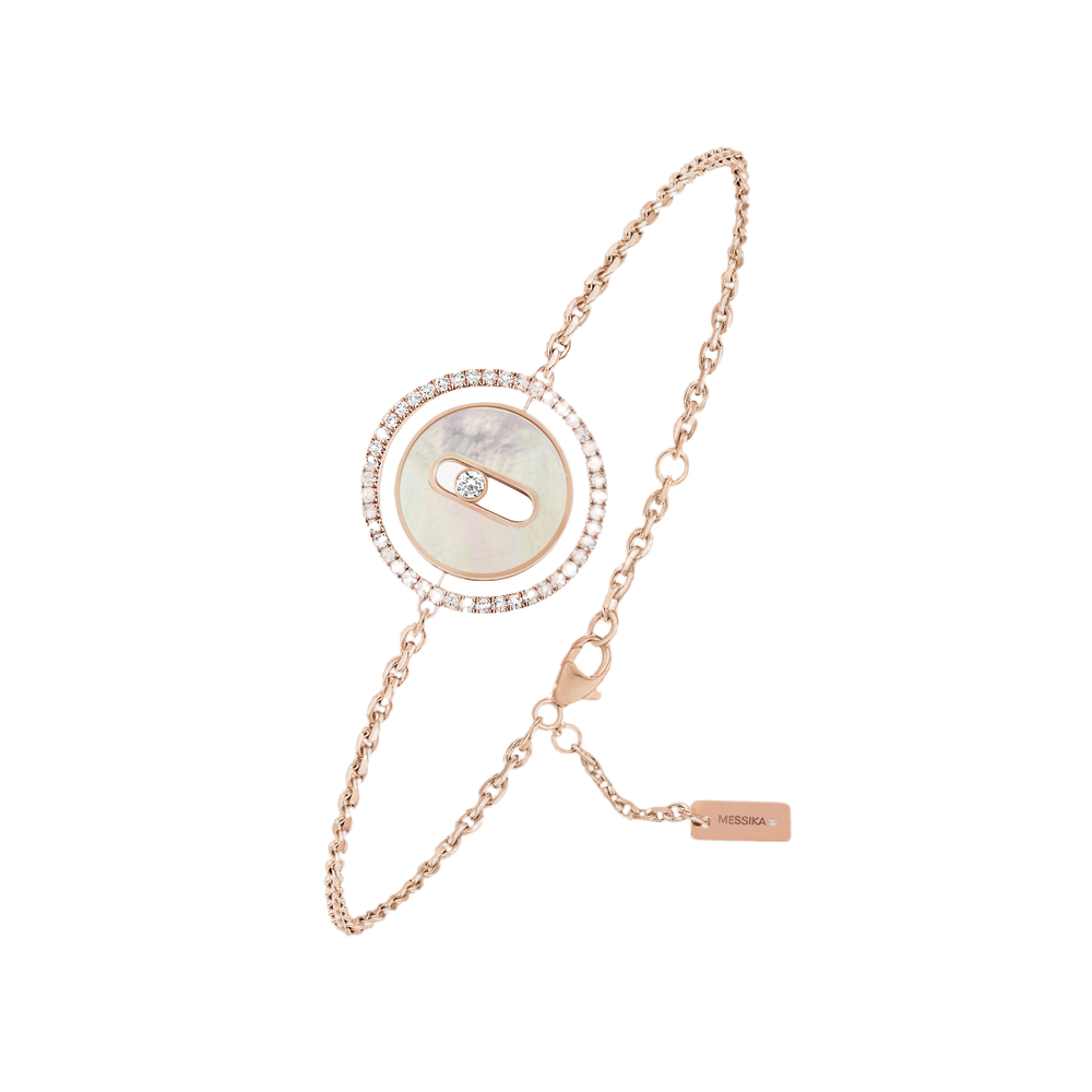 Bracelet Lucky Move PM Nacre Blanche Bracelet Diamant Or Rose
