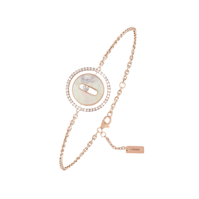 Bracelet Lucky Move PM Nacre Blanche Bracelet Diamant Or Rose