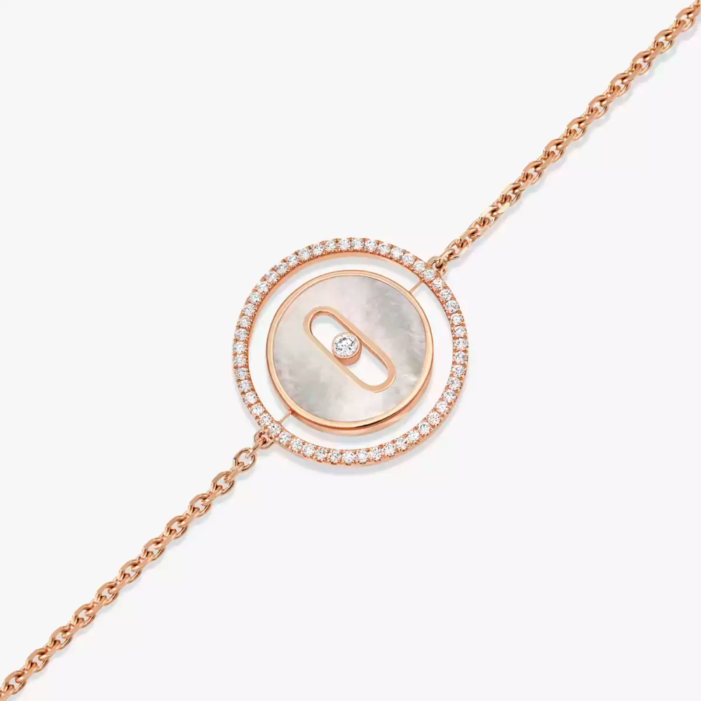 Bracelet Lucky Move PM Nacre Blanche Bracelet Diamant Or Rose