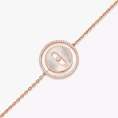 Bracelet Lucky Move PM Nacre Blanche Bracelet Diamant Or Rose