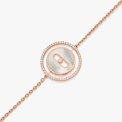Bracelet Lucky Move PM Nacre Blanche Bracelet Diamant Or Rose