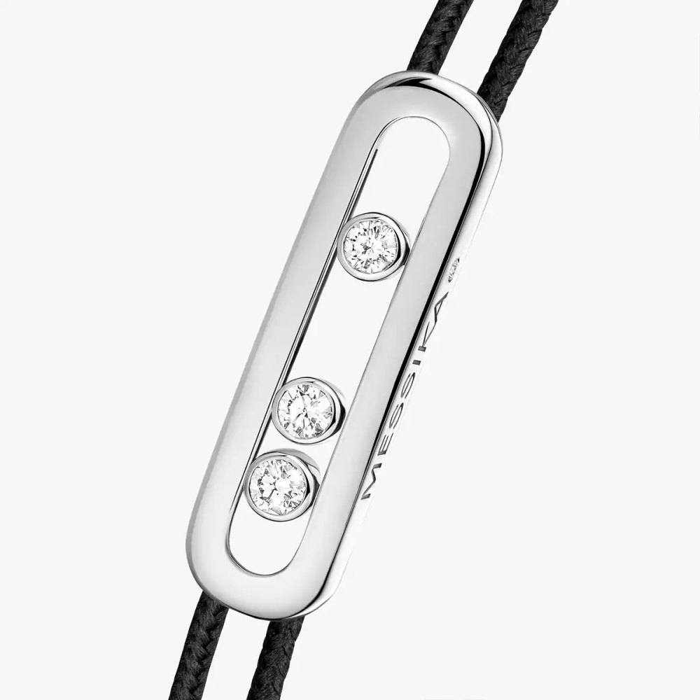 Cordon Messika CARE(S) Noir Bracelet Diamant Or Blanc