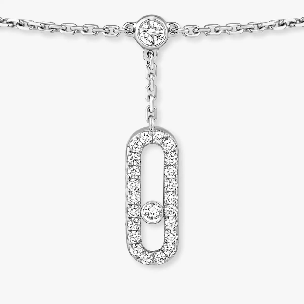 Move Uno Ankle Bracelet Pavé White Gold Diamond Bracelet