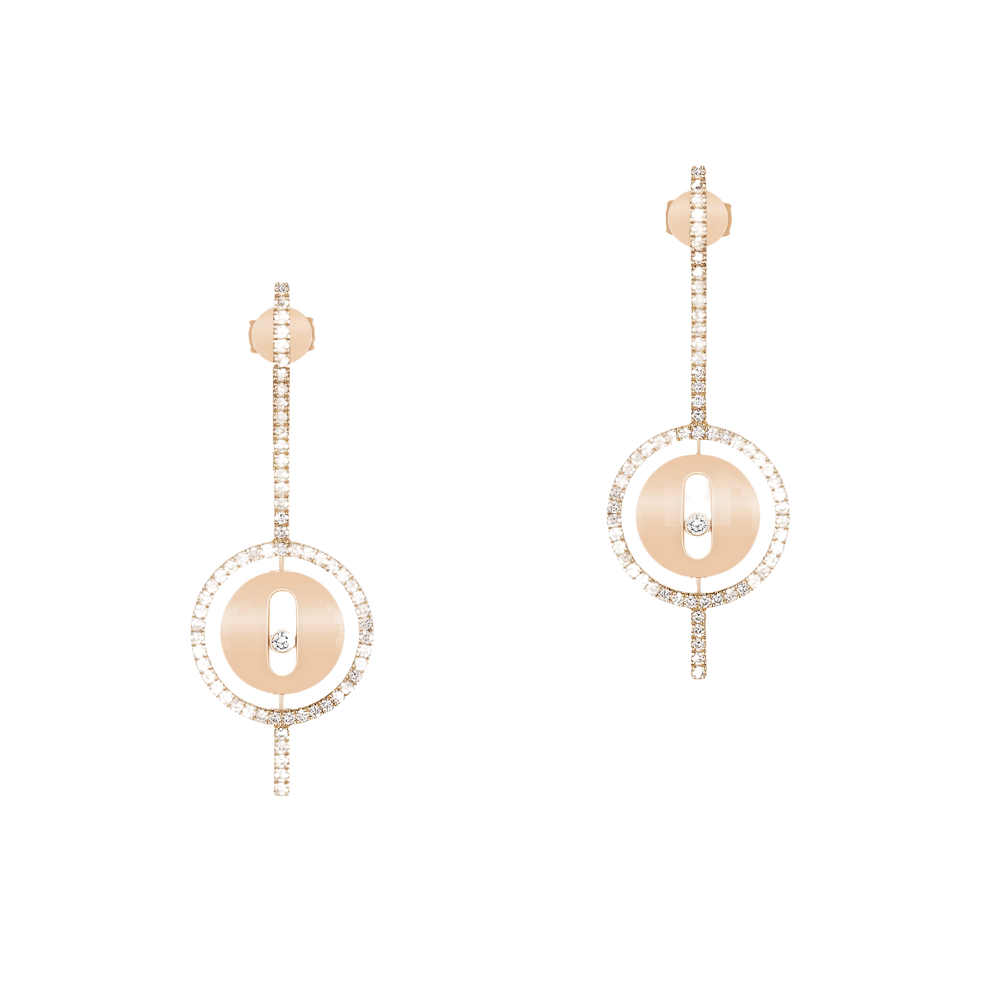Lucky Move Arrow Pink Gold Diamond Earrings